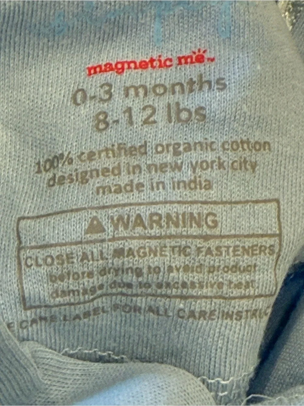 Magnetic Me Organic Cotton Magnetic Footie Sleeper Blue 0–3 Months EUC